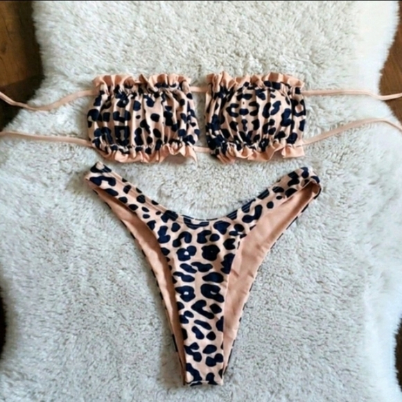New Leopard Brazilian Style Bikini Set Swimsuit - Picture 3 of 4